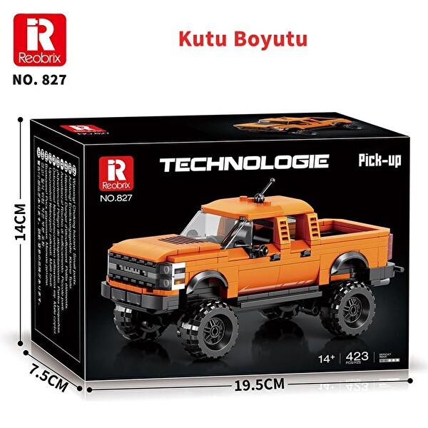 Reobrix Technic 827 Ford F-150 Raptor Kamyon Araba Yaratıcı Yapı Blok Seti Building Blocks - 423 Parça