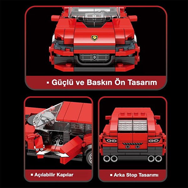 Reobrix Technic 689 Ferrari Purosangue Spor Araba Yaratıcı Yapı Blok Seti Building Blocks - 416 Parça