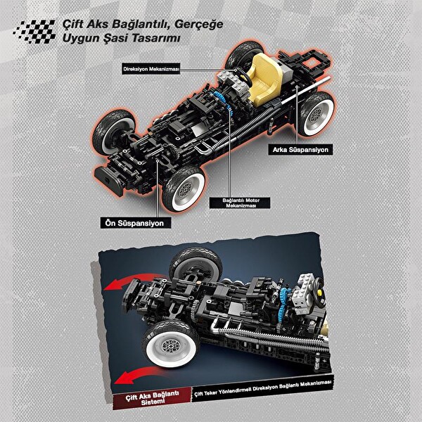 Reobrix Technic 11038 Ferrari 500 F2 Araba Yaratıcı Yapı Blok Seti Building Blocks - 1809 Parça