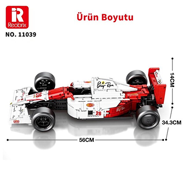Reobrix Technic 11039 1/8 McLaren Formula 1 Araba Yaratıcı Yapı Blok Seti Building Blocks -2800 Parça