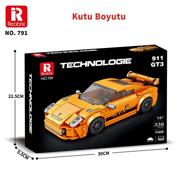 Reobrix Creator 791 Porsche 911 GT3 Spor Araba Yaratıcı Yapı Blok Seti Building Blocks - 338 Parça