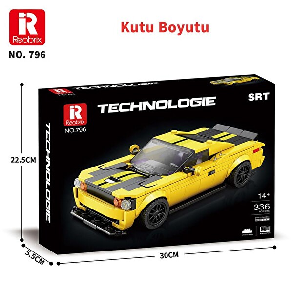 Reobrix Creator 796 Dodge SRT Hellcat Spor Araba Yaratıcı Yapı Blok Seti Building Blocks - 336 Parça
