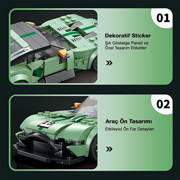 Reobrix Creator 798 Aston Martin DB12 Spor Araba Yaratıcı Yapı Blok Seti Building Blocks - 302 Parça
