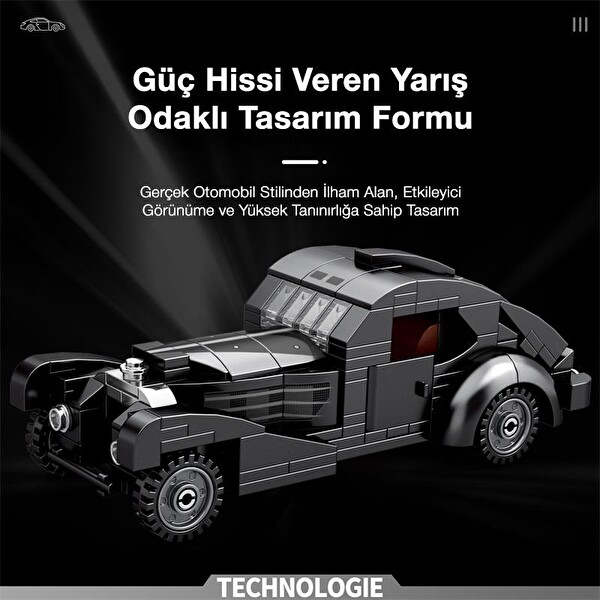 Reobrix Creator 807 Bugatti Type 57SC Atlantic Klasik Araba Yaratıcı Yapı Blok Seti Building Blocks - 278 Parça