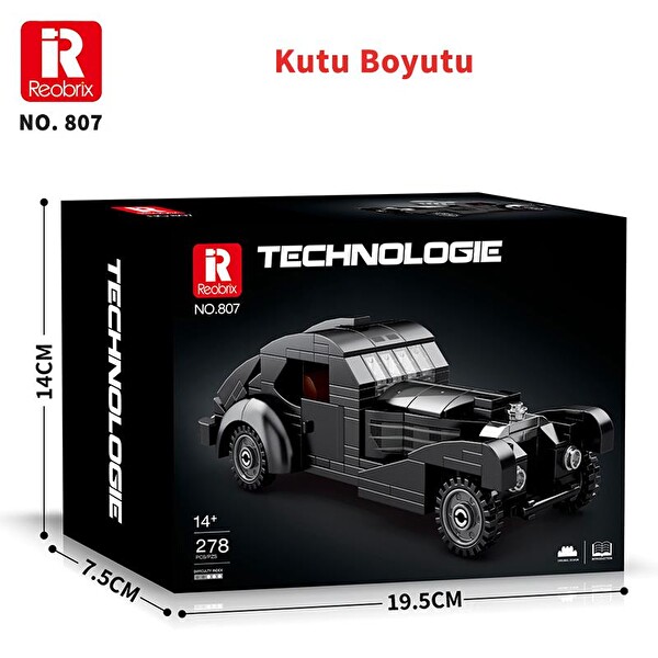Reobrix Creator 807 Bugatti Type 57SC Atlantic Klasik Araba Yaratıcı Yapı Blok Seti Building Blocks - 278 Parça