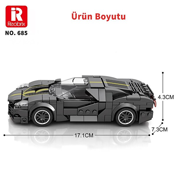 Reobrix Creator 685 Bugatti La Voiture Noire Spor Araba Yaratıcı Yapı Blok Seti Building Blocks - 339 Parça