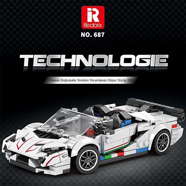 Reobrix Creator 687 Lamborghini SVJ Spor Araba Yaratıcı Yapı Blok Seti Building Blocks - 348 Parça