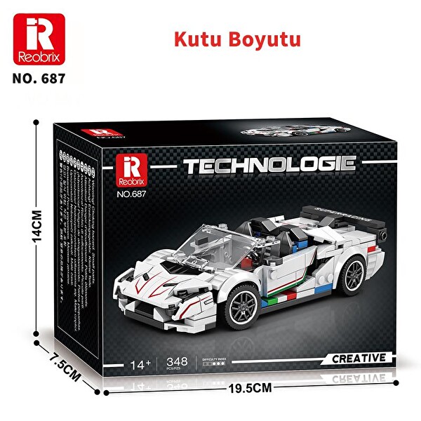Reobrix Creator 687 Lamborghini SVJ Spor Araba Yaratıcı Yapı Blok Seti Building Blocks - 348 Parça