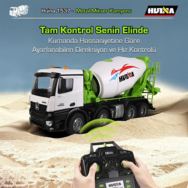 Huina 1537 1/14 12CH Profesyonel RC Uzaktan Kumandalı İş Makinesi Metal Beton Mikser