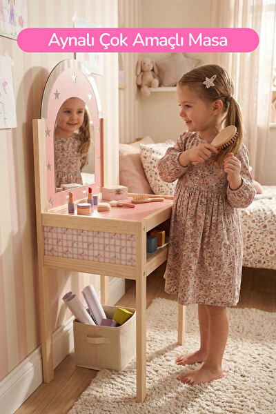 Rozitoys Ahşap Çocuklar İçin Makyaj Masası