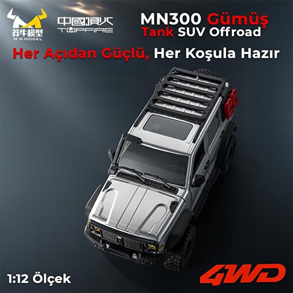 MN Model MN300 1-12 Tank SUV 4WD RC Crawler Offroad Gümüş Uzaktan Kumandalı Arazi Aracı