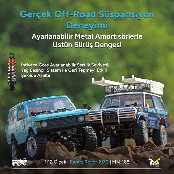 MN Model MN168 1/12 Range Rover Classic 1970 4WD Crawler Offroad Uzaktan Kumandalı Açık Mavi Arazi Aracı