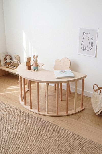 Rozitoys Pikler Ahşap Montessori Motor Gelişim Halkası Gri Minderli Ve Sandalye Seti
