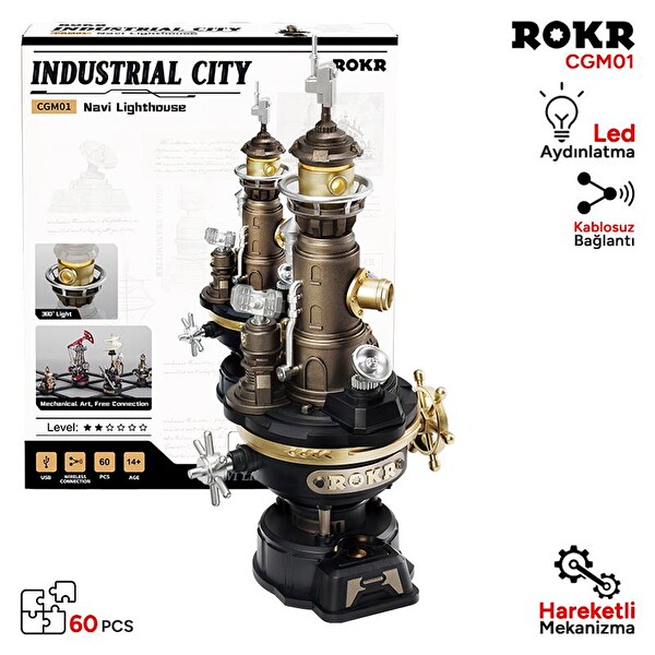 Rokr CGM01 Navi Lighthouse DIY Mechanical Hareketli ve Işıklı 3D Puzzle Maket Model Seti