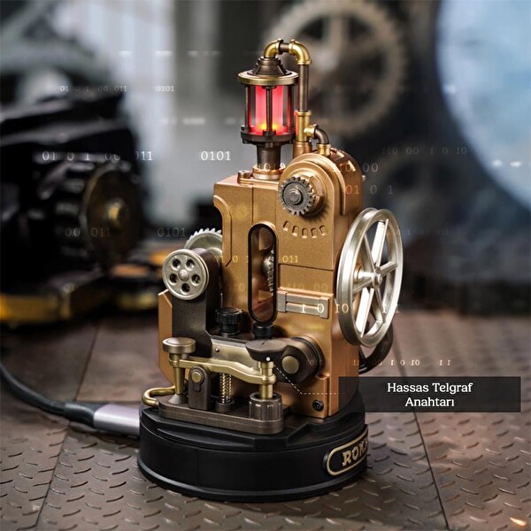 Rokr CGM02 Morse Telegraph DIY Mechanical Hareketli ve Işıklı 3D Puzzle Maket Model Seti