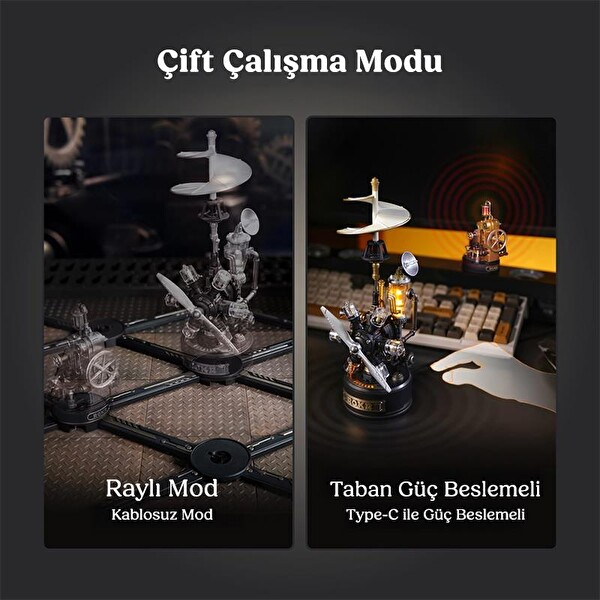Rokr CGM02 Morse Telegraph DIY Mechanical Hareketli ve Işıklı 3D Puzzle Maket Model Seti