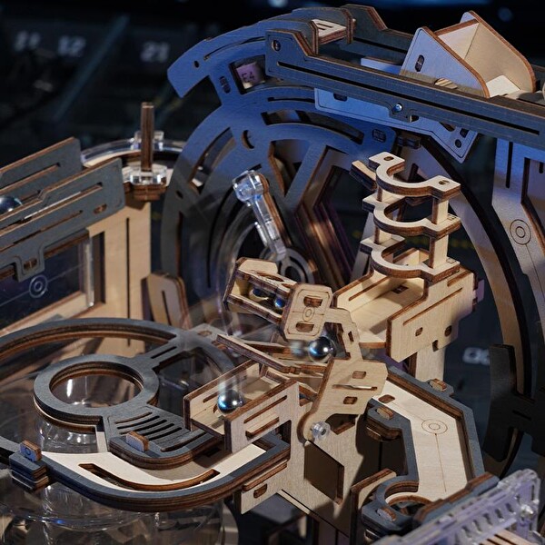 Rokr LGC01 Marble Spaceport Marble Run DIY Ahşap 3D Wooden Puzzle Minyatür Maket Model Seti