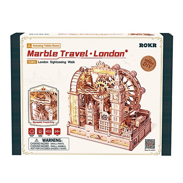 Rokr EGB01 Marble Travel London Marble Run DIY Ahşap 3D Wooden Puzzle Y Minyatür Maket Model Seti