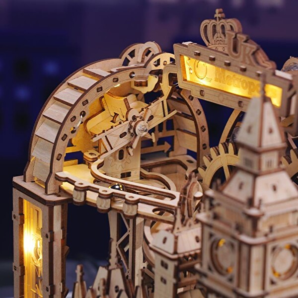 Rokr EGB01 Marble Travel London Marble Run DIY Ahşap 3D Wooden Puzzle Y Minyatür Maket Model Seti