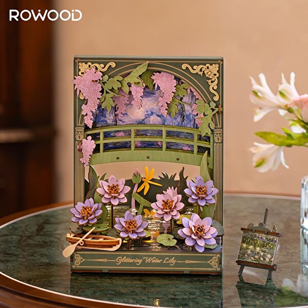 Rowood TH001 Nilüfer Çiçeği DIY Ahşap 3D Wooden Puzzle Detaylı Dekoratif Minyatür Maket Model Seti