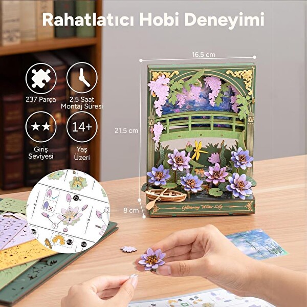 Rowood TH001 Nilüfer Çiçeği DIY Ahşap 3D Wooden Puzzle Detaylı Dekoratif Minyatür Maket Model Seti