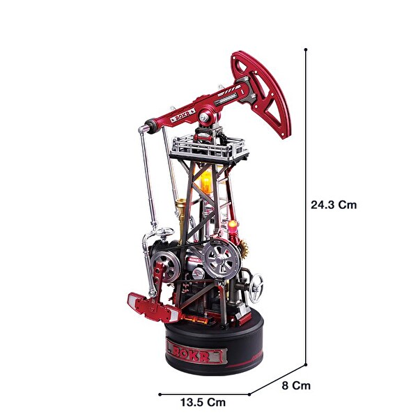 Rokr CGL03 Oil Extractor DIY Mechanical Detaylı Dekoratif Hareketli ve Işıklı 3D Puzzle Maket Model Seti