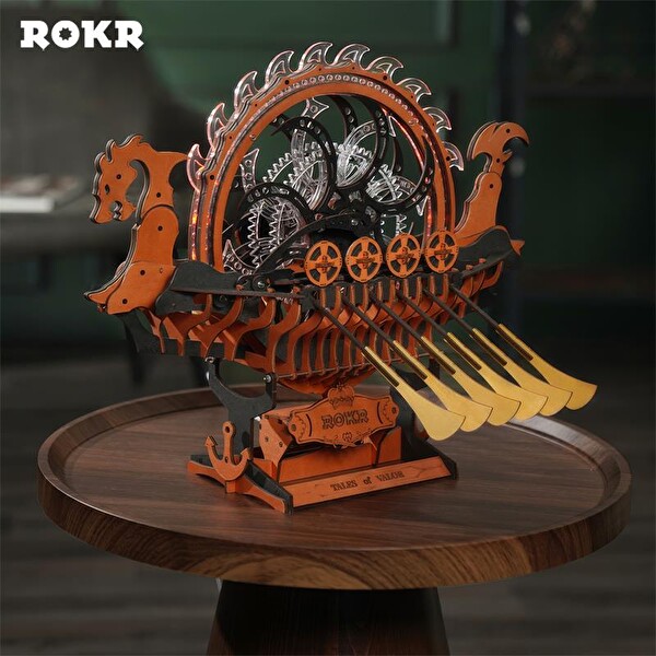 Rokr LK802 Viking Gemisi DIY Ahşap 3D Wooden Puzzle Detaylı Dekoratif Minyatür Maket Model Seti