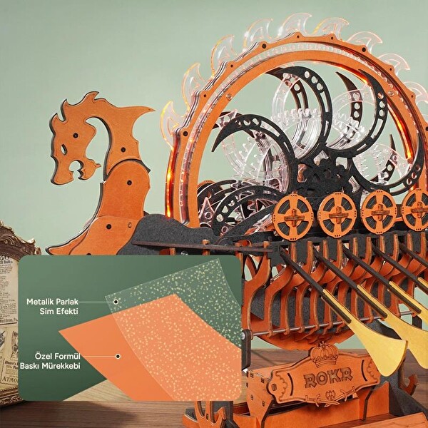 Rokr LK802 Viking Gemisi DIY Ahşap 3D Wooden Puzzle Detaylı Dekoratif Minyatür Maket Model Seti