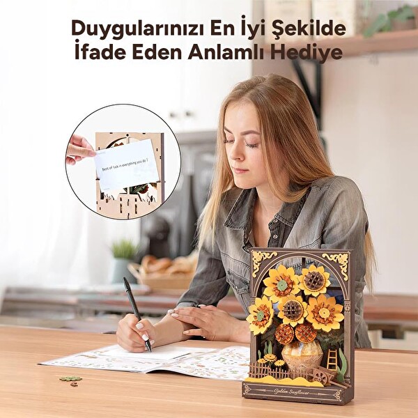Rowood TH002 Ayçiçeği DIY Ahşap 3D Wooden Puzzle Detaylı Dekoratif Minyatür Maket Model Seti
