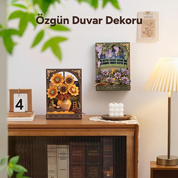 Rowood TH002 Ayçiçeği DIY Ahşap 3D Wooden Puzzle Detaylı Dekoratif Minyatür Maket Model Seti