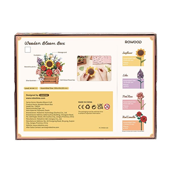 Rowood TW02H Çiçek Kutusu DIY Ahşap 3D Wooden Puzzle Detaylı Dekoratif Minyatür Maket Model Seti