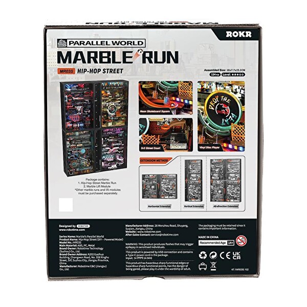 Rokr MR03S Hip-Hop Street Marble Run DIY Mechanical Detaylı Dekoratif Hareketli 3D Puzzle Maket Model Seti