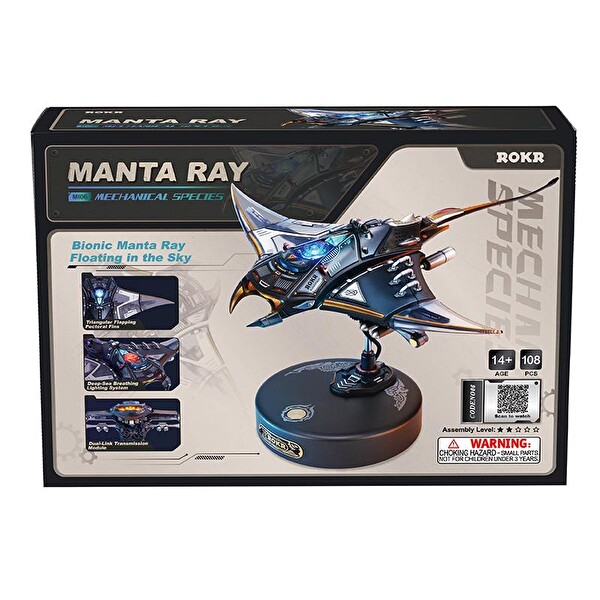 Rokr MI06 Manta Ray DIY Mechanical Detaylı Dekoratif Hobi Seti Hareketli ve Işıklı 3D Puzzle Maket Model Seti