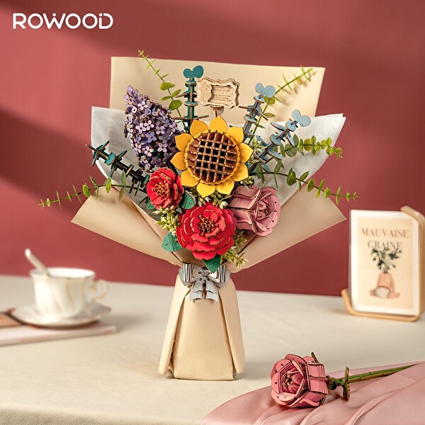 Rowood TW01H Çiçek Buketi Wooden DIY Ahşap 3D Wooden Puzzle Detaylı Dekoratif Minyatür Maket Model Seti