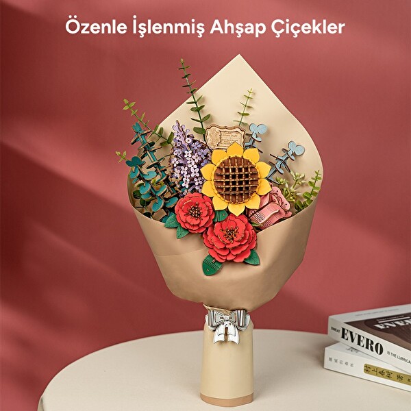 Rowood TW01H Çiçek Buketi Wooden DIY Ahşap 3D Wooden Puzzle Detaylı Dekoratif Minyatür Maket Model Seti