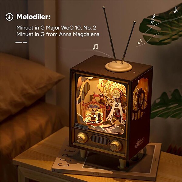 Rolife AMT01 Dönme Dolaplı Müzik Kutusu Sunset Carnival DIY Minyatür Maket Model Seti Ahşap 3D Wooden Puzzle Hobi Kiti