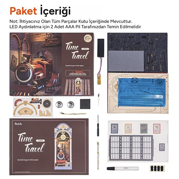 Rolife TGB04 Time Travel Kitap Köşesi Book Nook DIY Minyatür Maket Model Seti Mini Dollhouse 3D Ahşap Dekoratif Hobi Kiti