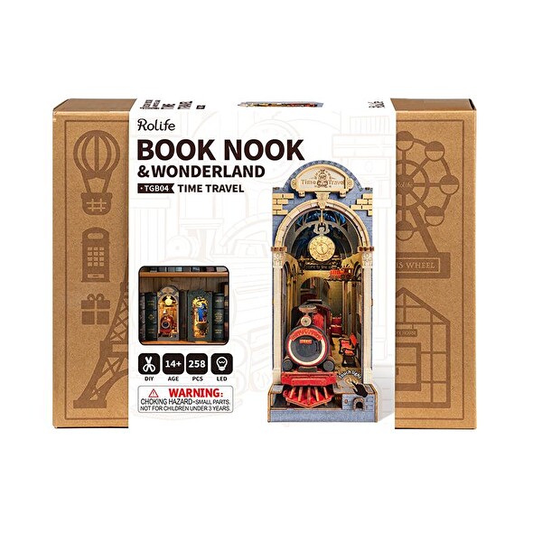 Rolife TGB04 Time Travel Kitap Köşesi Book Nook DIY Minyatür Maket Model Seti Mini Dollhouse 3D Ahşap Dekoratif Hobi Kiti