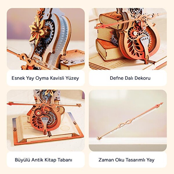 Rokr AMK63M Çello Müzik Kutusu Symphony of Gorgeous Dreams Music Box DIY Mechanical 3D Wooden Puzzle Maket Model Seti Hobi Kiti