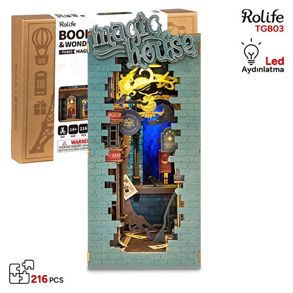 Rolife TGB03 Magic House Kitap Köşesi Book Nook DIY Minyatür Maket Model Seti Mini Dollhouse 3D Ahşap Dekoratif Hobi Kiti