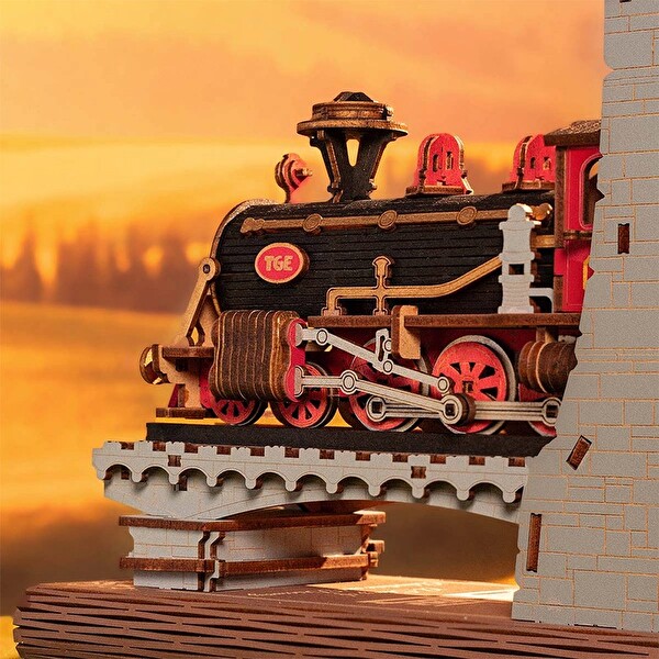 Rolife TGE01 Century Train Kitap Köşesi Book Nook DIY Minyatür Maket Model Seti Mini Dollhouse 3D Ahşap Dekoratif Hobi Kiti