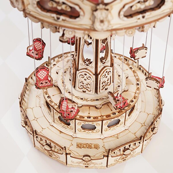 Rokr EA02 Dönme Dolap Müzik Kutusu Swing Ride Music Box DIY 3D Wooden Puzzle Maket Model Seti Detaylı Dekoratif Hobi Kiti
