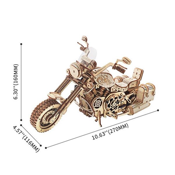 Rokr LK504 Motosiklet Cruiser Motorcycle DIY Minyatür Maket Model Seti Ahşap 3D Wooden Puzzle Detaylı Dekoratif Hobi Kiti