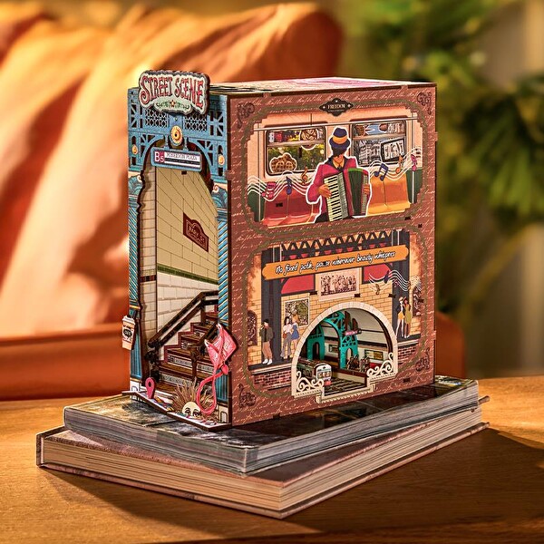 Rolife TGB13 Street Scene Kitap Köşesi Book Nook DIY Minyatür Maket Model Seti Mini Dollhouse 3D Ahşap Dekoratif Hobi Kiti