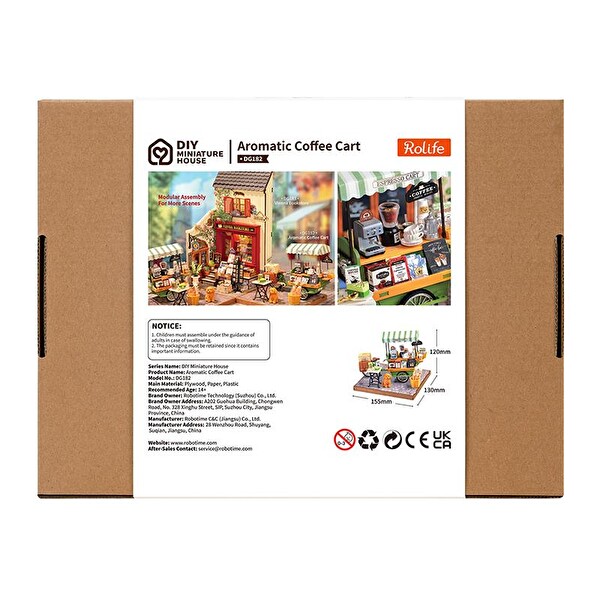 Rolife DG182 Kahve Arabası Aromatic Coffee DIY Minyatür Maket Model Seti Ahşap 3D Wooden Puzzle Detaylı Dekoratif Hobi Kiti