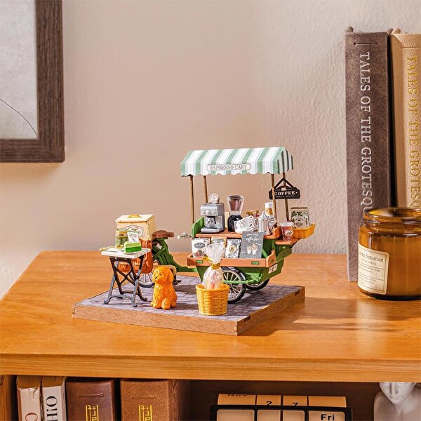 Rolife DG182 Kahve Arabası Aromatic Coffee DIY Minyatür Maket Model Seti Ahşap 3D Wooden Puzzle Detaylı Dekoratif Hobi Kiti