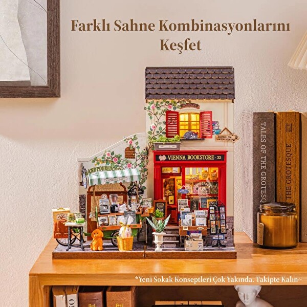 Rolife DG182 Kahve Arabası Aromatic Coffee DIY Minyatür Maket Model Seti Ahşap 3D Wooden Puzzle Detaylı Dekoratif Hobi Kiti