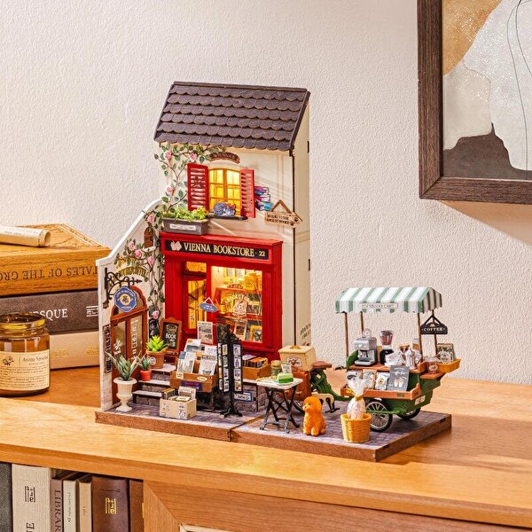 Rolife DG182 Kahve Arabası Aromatic Coffee DIY Minyatür Maket Model Seti Ahşap 3D Wooden Puzzle Detaylı Dekoratif Hobi Kiti