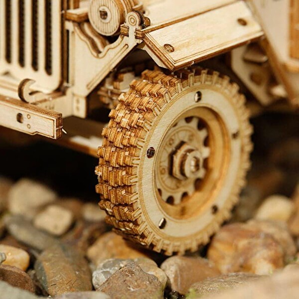 Rokr MC701 Asker Ordu Arabası Army Field Car DIY Minyatür Maket Model Seti Ahşap 3D Wooden Puzzle Detaylı Dekoratif Hobi Kiti