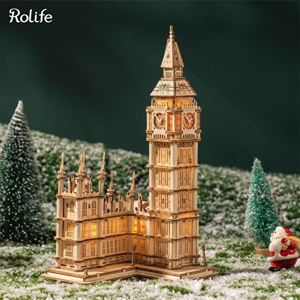 Rolife TG507 Saat Kulesi Big Ben DIY Minyatür Maket Model Seti Ahşap 3D Wooden Puzzle Detaylı Dekoratif Hobi Tasarım Kiti